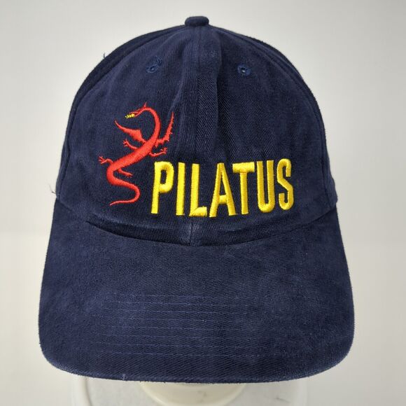 Pilatus Strapback Hat Blue One Size Adjustable Embroidered Vented Holes 6 Panel - Picture 2 of 7